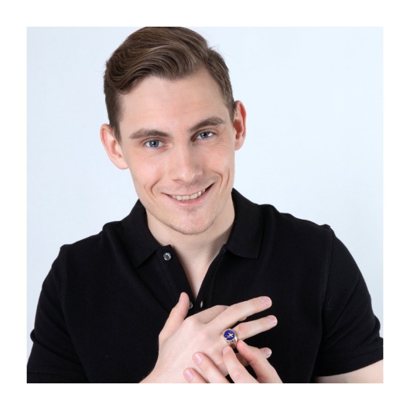 טבעת גבר מצופה כסף סטרלינג ומצופה זהב עם אריה ... | טבעות יהודיות